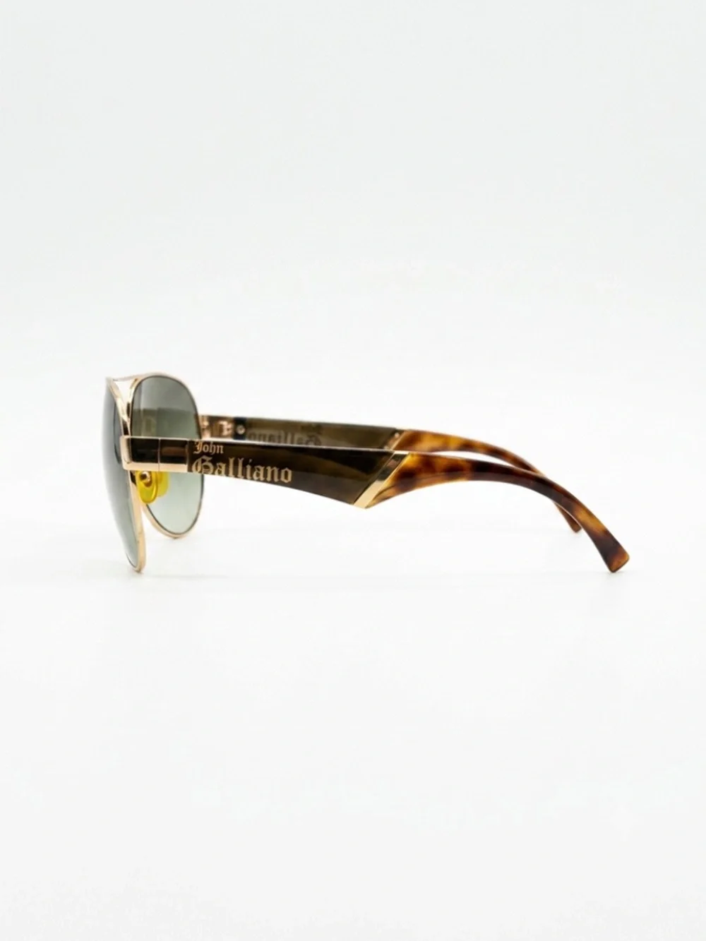 John Galliano JG0015 Gold Aviator Sunglasses — Tortoise & Brown Gradient